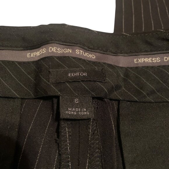 VTG Express pinstripe Trousers Pants Wide Leg 8 Y2K Office Vixen Corpcore - Picture 11 of 13